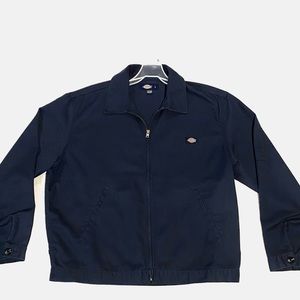 Vintage Navy Blue Dickies Men's Front-Zip Jacket